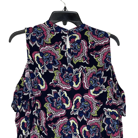 Crown & Ivy Cold Shoulder Top Size Curvy 0X Black Multi Floral Pattern Womens - Picture 9 of 10